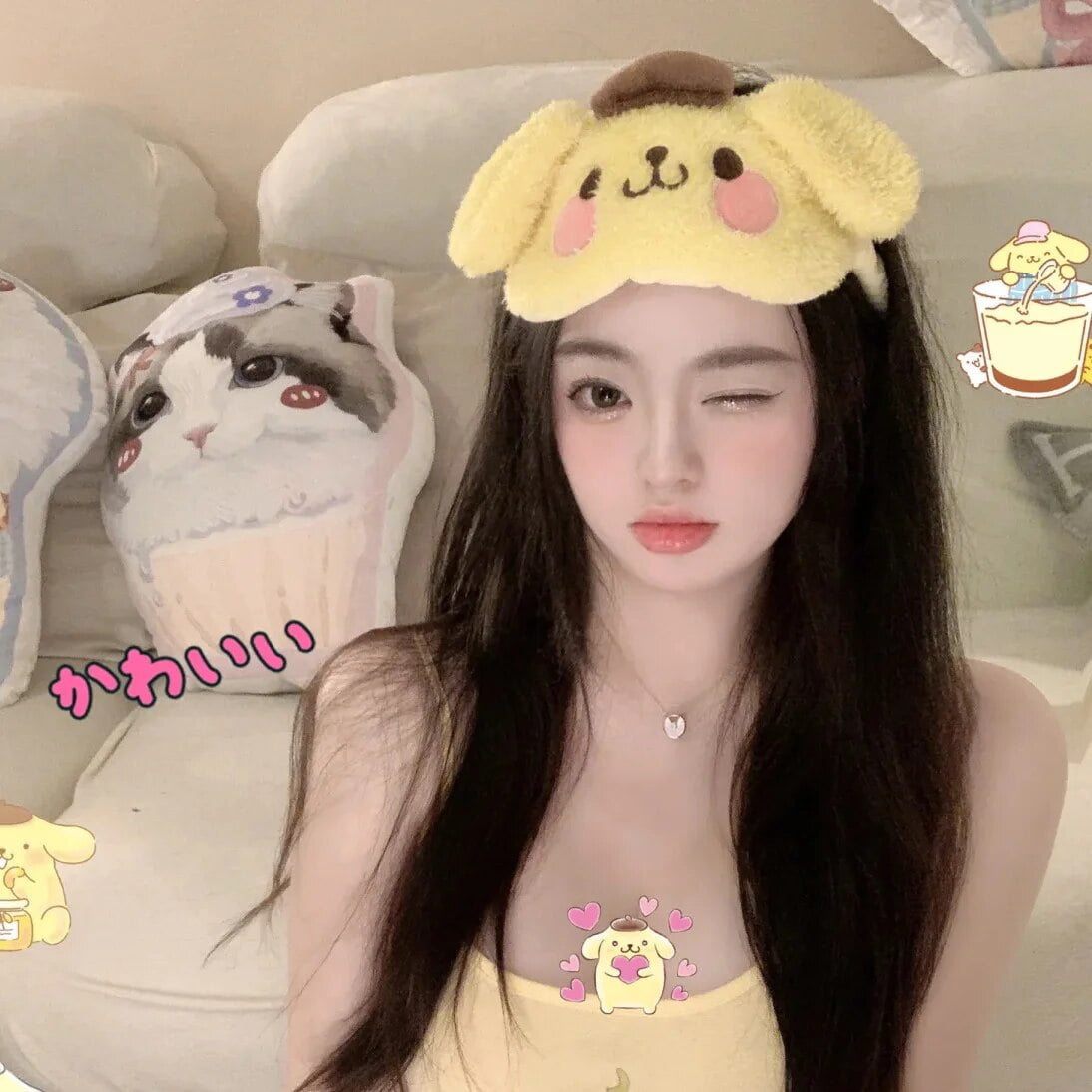 Hello Kittys Plush Eye Mask Kawaii