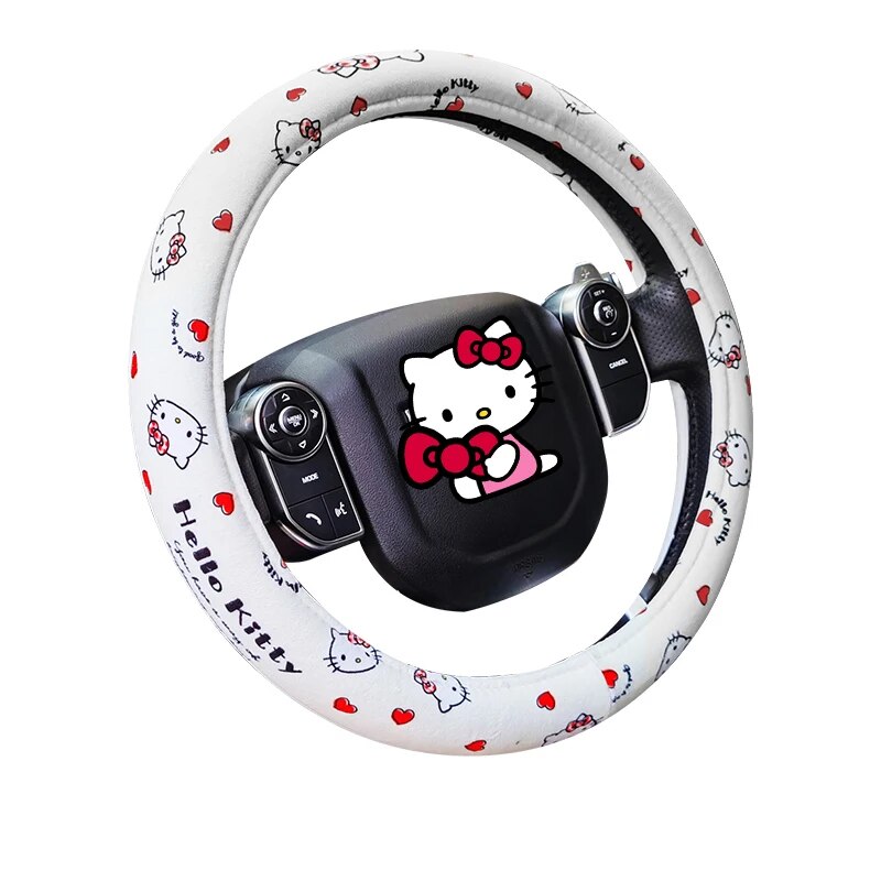 Hello Kittys Pu Leather Car SteeringWheel Cover Anime Kt 38Cm