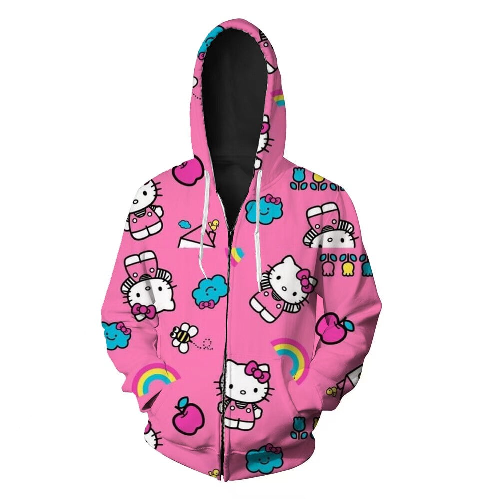 Hello Kittys Zip Hoodie Y2K Kawaii Beautiful Jacket Women's Punk Grunge ...