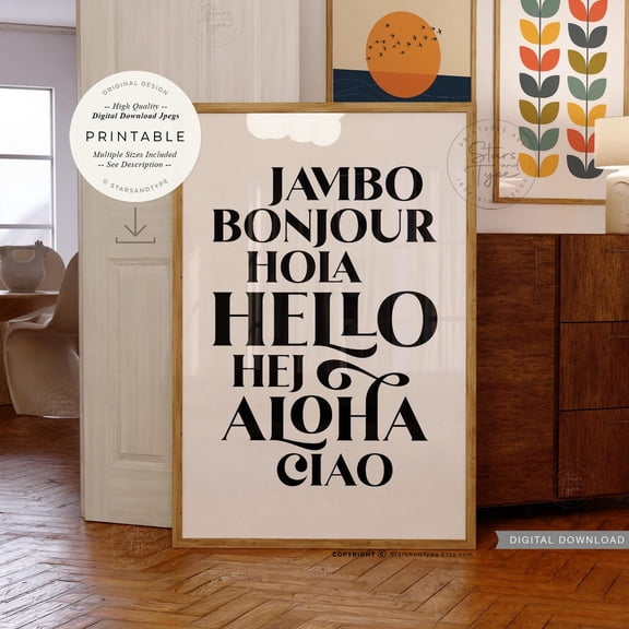 Hello Languages Greetings Bonjour Hej Ciao Hola Jambo Print