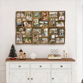 Hello Laura Rustic 24-Socket Retro Gold Collage Photo Frame 4 x 6 Pictures with Large Family and Friend Decor