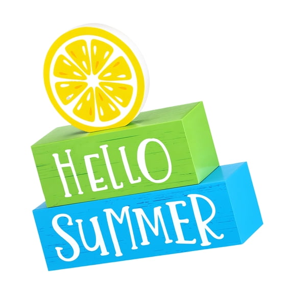 Hello Lemon Decor 3 Piece Tabletop Block Set, Freestanding Shelf Accent for Kitchen Counter Display and Bright Seasonal Party Table Decor