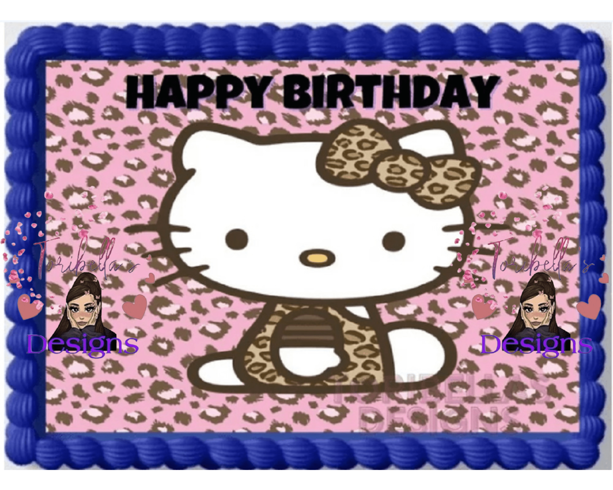 Hello Leopard Kitty Edible Cake Topper Frosting Sheet Birthday Cake ...