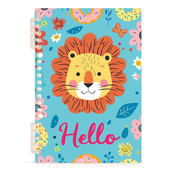 Hello Lion Face Notebooks 1-subject Journal 60 Sheets A5 College Ruled Paper Detachable Ring 8.3"x5.7"