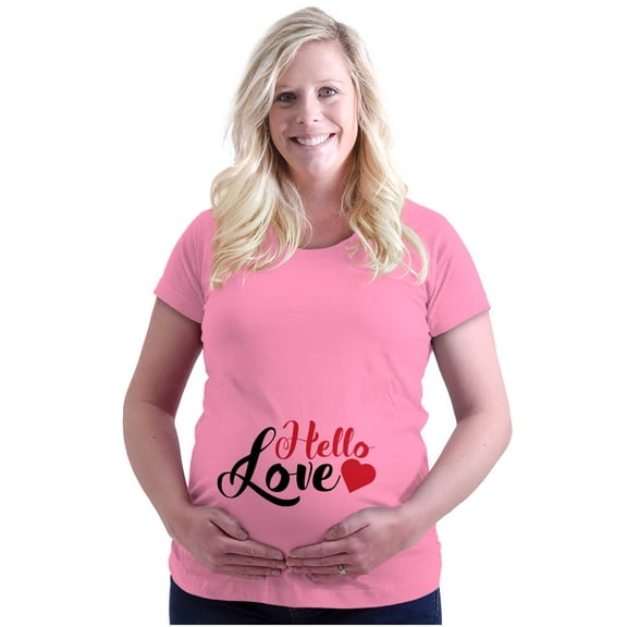 Hello Love Expecting Little One Women's Maternity T Shirt Tee Brisco Brands 2X