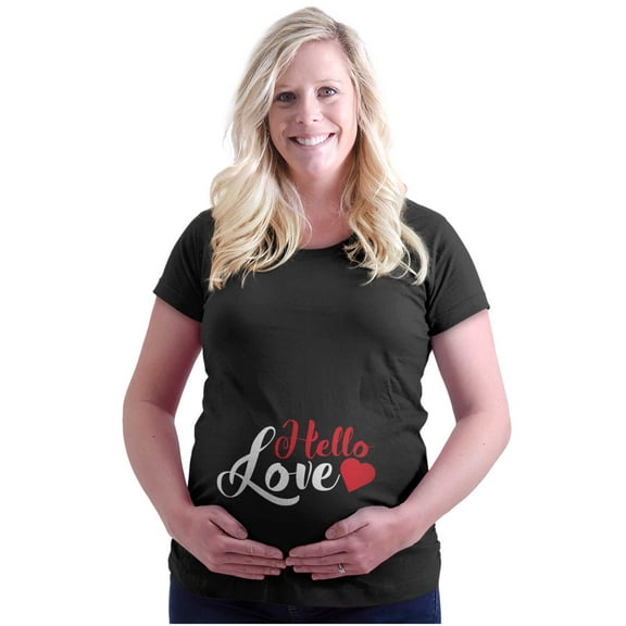 Hello Love Expecting Little One Women's Maternity T Shirt Tee Brisco Brands S