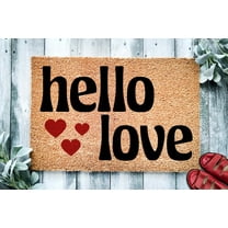 Hello Love Heart Doormat | Cute Valentine's Housewarming Gift | Custom Doormat Closing Gift | Welcome Doormat | Front Door Love Door Mat