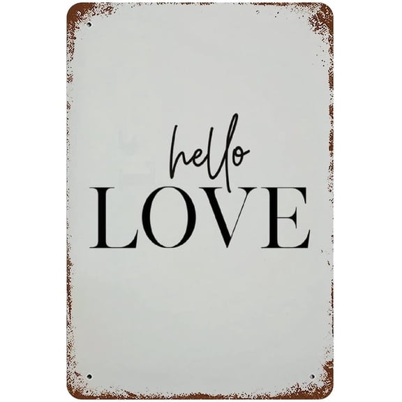 Hello Love Metal Print Tin Sign Love Metal Print Tin Sign Art Bedroom Decor Typography Metal Print Tin Sign Inspirational Quote Metal Print Tin Sign Decor Affiche Citation 12"x8"