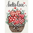 thumbnail image 1 of Hello Love Red Heart Decorative Garden Flag, Valentine''s Day Leaves Plaid Stripes Basket Yard Outside Decorations, Anniversary Wedding Farmhouse Outdoor Small Home Decor Double Sided 12.5x18, 1 of 6