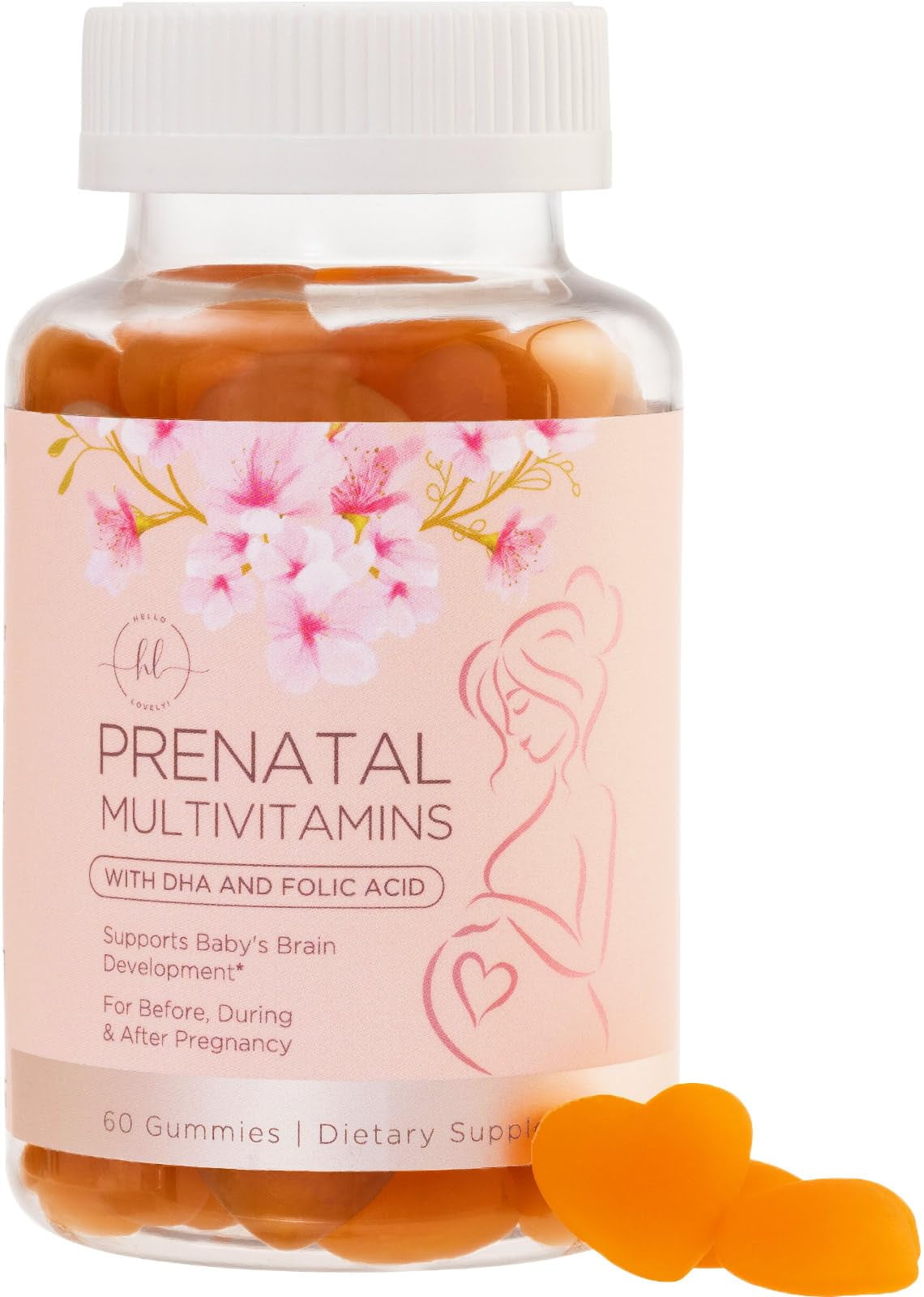 Hello Lovely! Prenatal Vitamins with Folate + DHA Fetal Support, Women's Prenatal Multivitamin