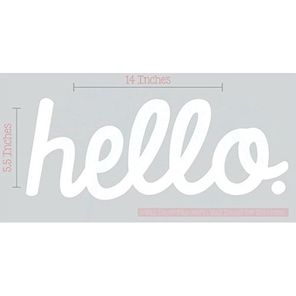 Hello Lower Case Vinyl Lettering Art Wall Sticker Decals Entry Welcome Home Decor Quote Opt 1 14x5.5-Inch White