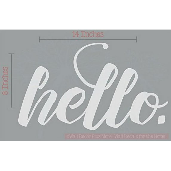 Hello Lower Case Vinyl Lettering Art Wall Sticker Decals Entry Welcome Home Decor Quote Opt 2 14x8-Inch Light Gray