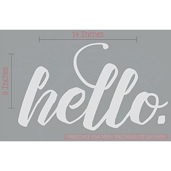 Hello Lower Case Vinyl Lettering Art Wall Sticker Decals Entry Welcome Home Decor Quote Opt 2 14x8-Inch Light Gray