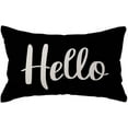 thumbnail image 1 of Hello Lumbar Throw Pillow Covers 12 x 20 Inch Farmhouse Rustic Decorative Rectangular Cushion Covers for Front Porch Welcome Decor Perfect Housewarming Gifts (Black), 1 of 5