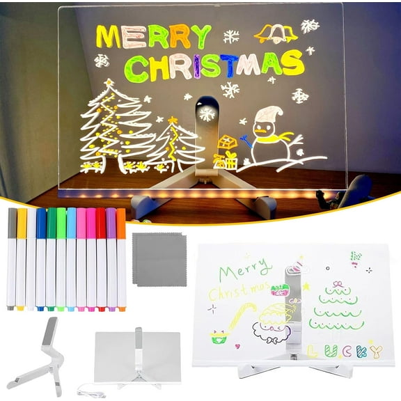 Hello Luno MagicBoard, Hello Luno Magic Board - with 12 Color Pens/3 Specification/Adjustable Stand, Helloluno Led Drawing Board, Kids Neon Drawing Pad - Soft Eye Protection Light
