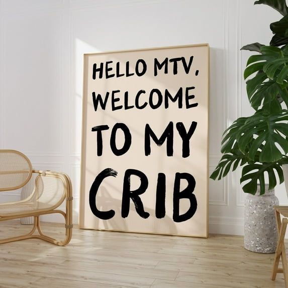 Hello M, Welcome to My Crib Poster, Hallway Poster, Above the Door Decor, Welcome Posters, Trendy Living Room Decor, Entryway Poster, Size 24x36 UNFFRAMED F03.1.7l2498