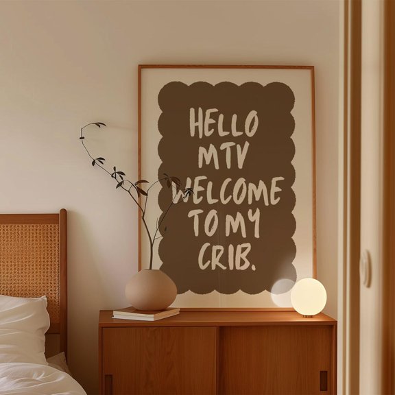Hello M Welcome To My Crib Hallway Entrance New Home Mascot Unframed Paper Print