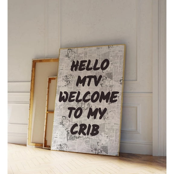 Hello MTV Welcome To MY Crib Poster Trendy 70s Wall Art Aesthetic Typography Newspaper Poster Dorm Wall Decor Girly Retro Poster Unframed Paper Print