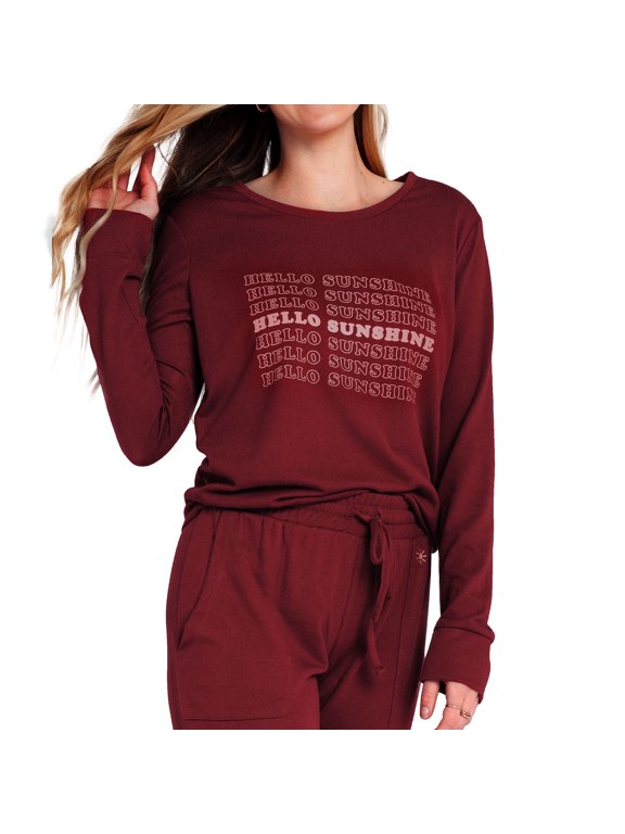 Best Day Ever Lounge Sweater Long Sleeve Pajama Top, Hello Sunshine (Women's)
