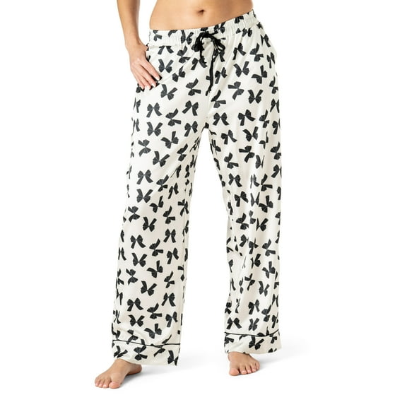 Hello Mello Bow So Lovely Satin Pajama Lounge Pants, Bow So Lovely Small/Medium (Women's)