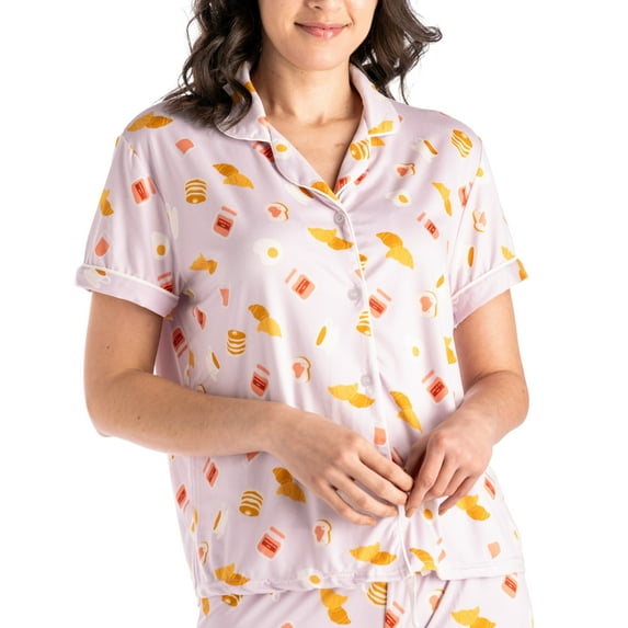 Hello Mello Carried Away Lounge Short Sleeve Pajama Tops, Sweet Dreams Medium/Large (Women's)