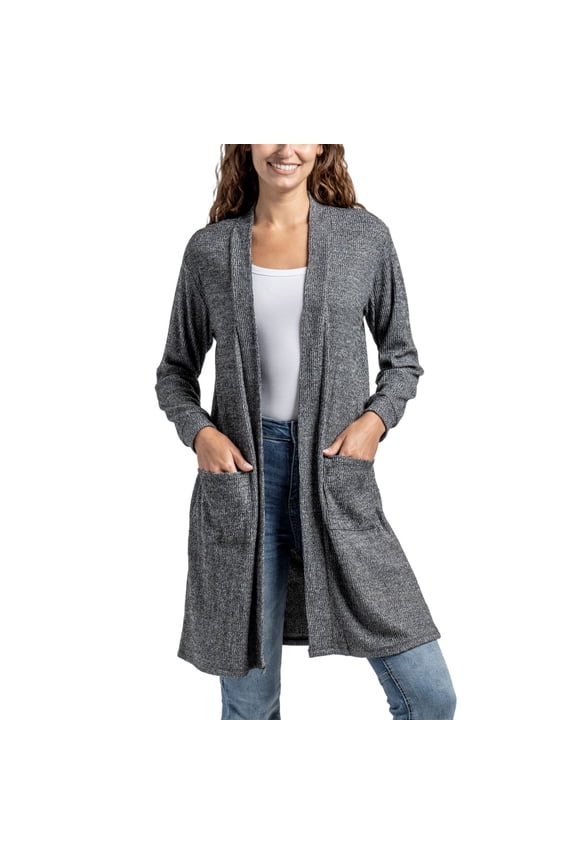 CuddleBlend Cardigan Lounge Long Sleeve Loose Open Front Sweater, Black Medium (Women's)