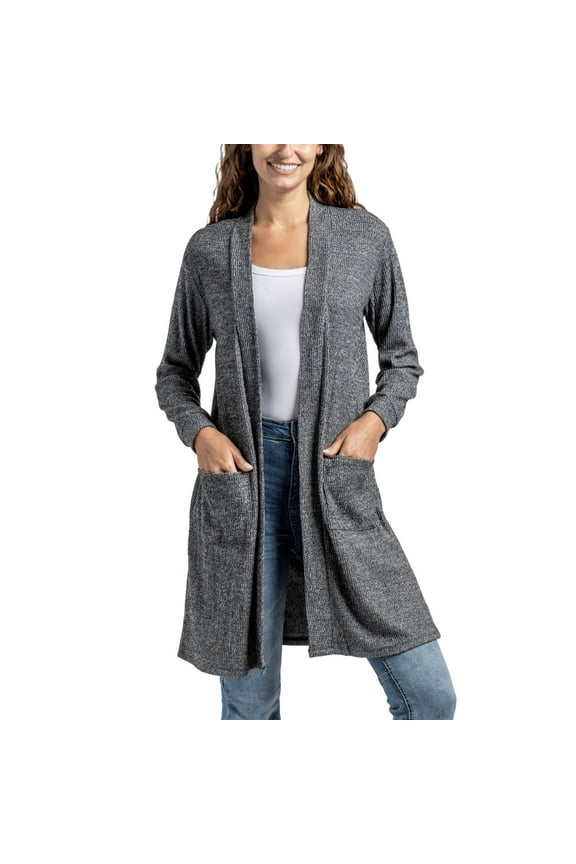 CuddleBlend Cardigan Lounge Long Sleeve Loose Open Front Sweater, Black X-Large (Women's)
