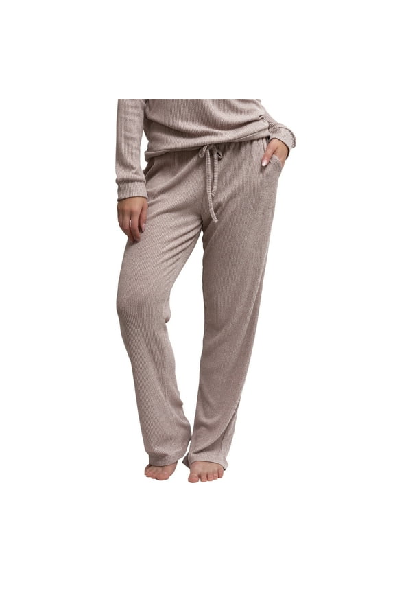 CuddleBlend Lounge Pants Relaxed Wide Leg Bottoms with Pockets, Pink Large (Women's)