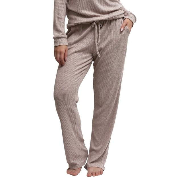 Hello Mello CuddleBlend Lounge Pants Relaxed Wide Leg Bottoms with Pockets, Pink Medium (Women's)