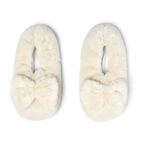Hello Mello Cuddlers Heated Slippers Feet Warmers Shoes, Ivory Small/Medium (Women's)