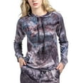 thumbnail image 1 of Hello Mello Dyes The Limit Lounge Hoodie Lightweight Tie Dye Long Sleeve Sweater, Purple (Women's), 1 of 7