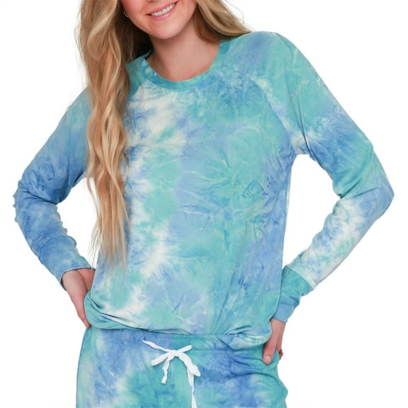 Hello Mello Dyes The Limit Lounge Long Sleeve Pajama Top Aqua Large/X-Large (Women's)