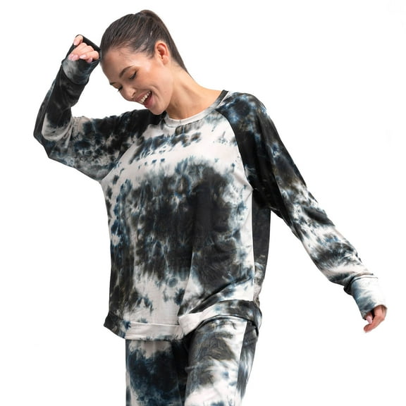 Hello Mello Dyes The Limit Lounge Long Sleeve Pajama Top, Black Medium/Large (Women's)