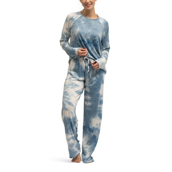 Hello Mello Dyes The Limit Lounge Top and Pants, 2-Piece Pajama Set, Blue Medium/Large (Women's)