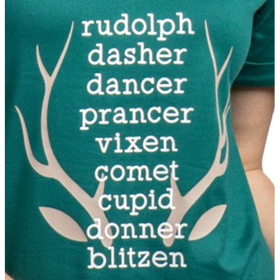 Hello Mello Holiday Sleep Shirt Soft Lounge Pajama V-Neck Nightgown, Reindeer Row (Women's)