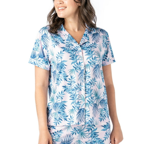 Hello Mello Lazy Daisy Lounge Short Sleeve Pajama Top, Palm Down Large/X-Large (Women's)