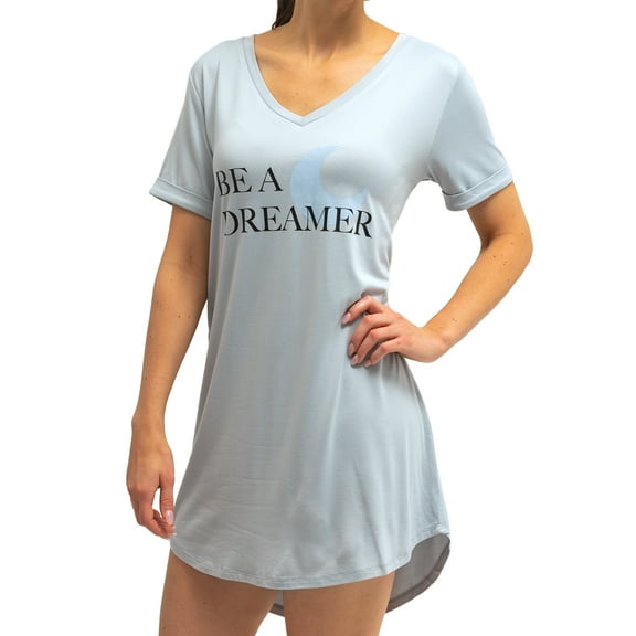 Hello Mello Let Me Sleep Lounge Sleepshirt V-Neck Short Sleeve Sleepwear, Be A Dreamer Large/X-Large (Women's)