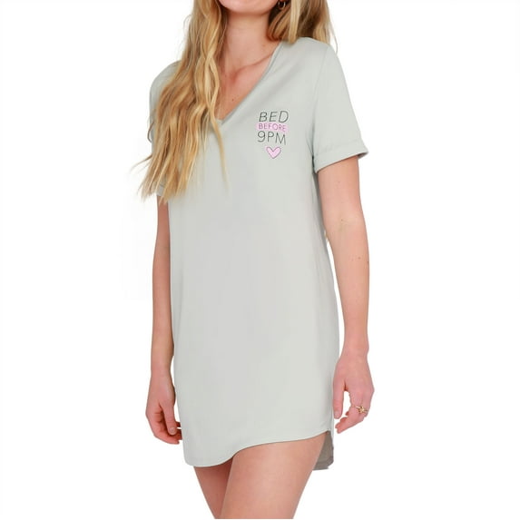 Hello Mello Let Me Sleep Lounge Sleepshirt V-Neck Short Sleeve Sleepwear, Bed Before 9pm Large/X-Large (Women's)