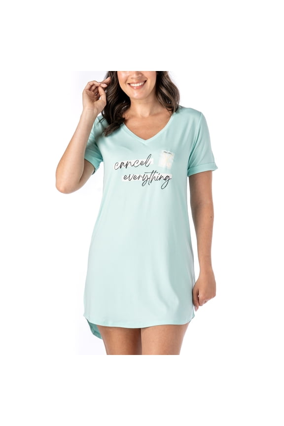 Let Me Sleep Lounge Sleepshirt V-Neck Short Sleeve Sleepwear, Cancel Everything Medium/Large (Women's)