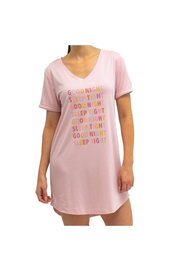 Let Me Sleep Lounge Sleepshirt V-Neck Short Sleeve Sleepwear, Good Night Sleep Tight Medium/Large (Women's)