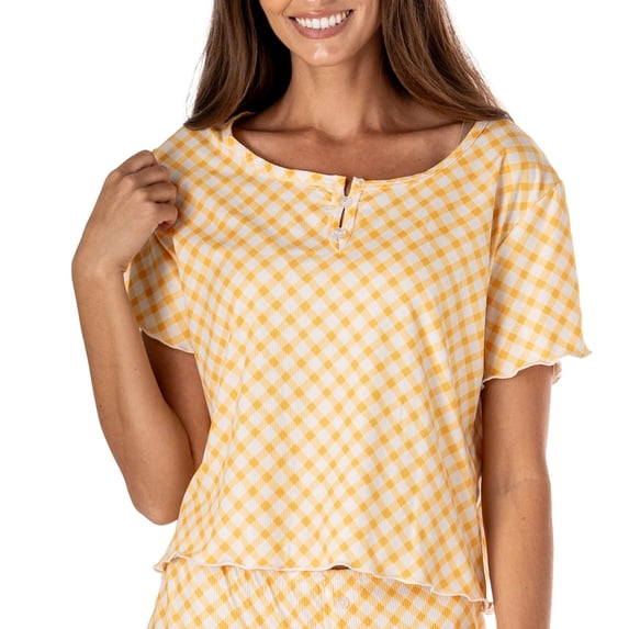 Hello Mello Lounge Pajama Top Sleepwear Shirt with Crewneck, Hello Sunshine (Women's)