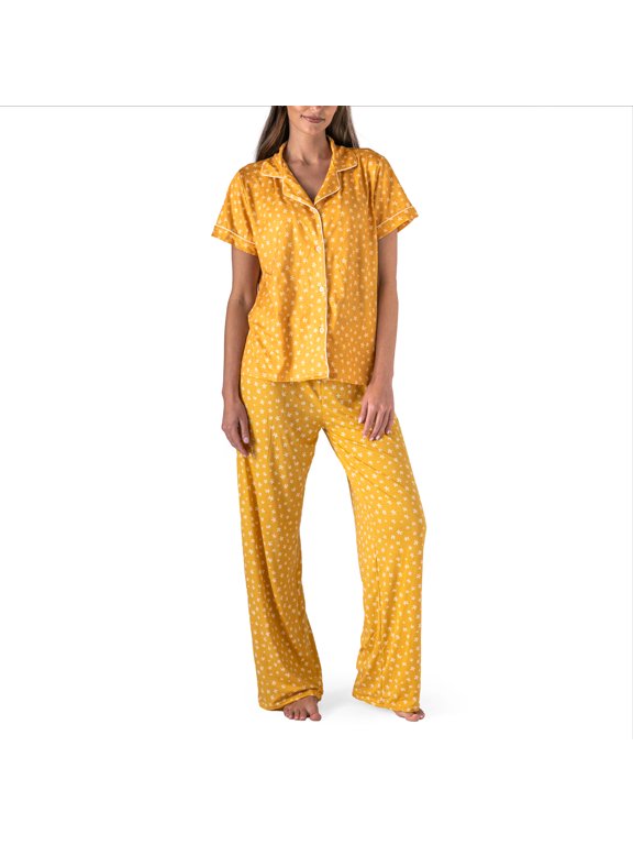 Signature Lounge Top and Pants, 2-Piece Pajama Set Mellow Yellow, Medium/Large (Women's)