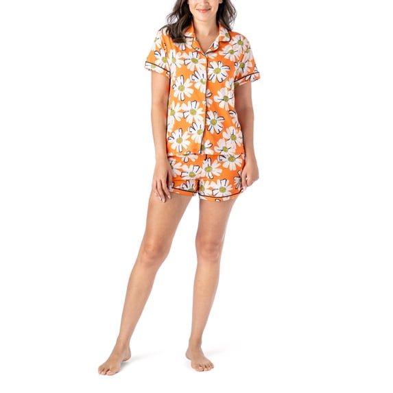 Hello Mello Signature Lounge Top and Shorts, 2-Piece Pajama Set, Lazy Daisy Large/X-Large (Women's)