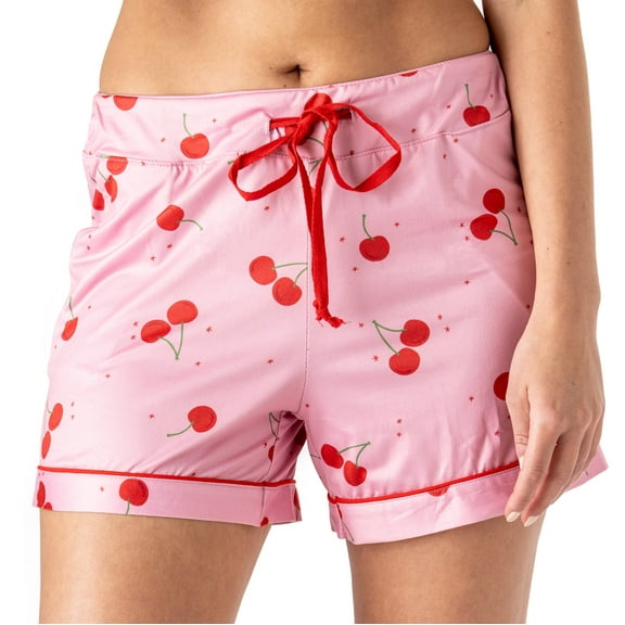 Hello Mello Stargazer Soft Pajama Lounge Shorts Bottoms, Cherry On Top Medium/Large (Women's)