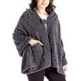 thumbnail image 1 of Hello Mello The Coziest Blanket Wrap Plush Poncho Soft Sweater, Charcoal (Women's), 1 of 8