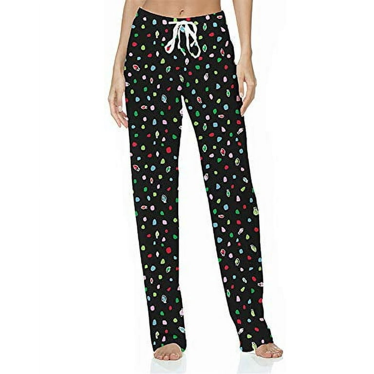 Hello Mello Women s Christmas Winter Holiday Lounge Pants W Gift Travel Tote Merry Bright M L Black Walmart