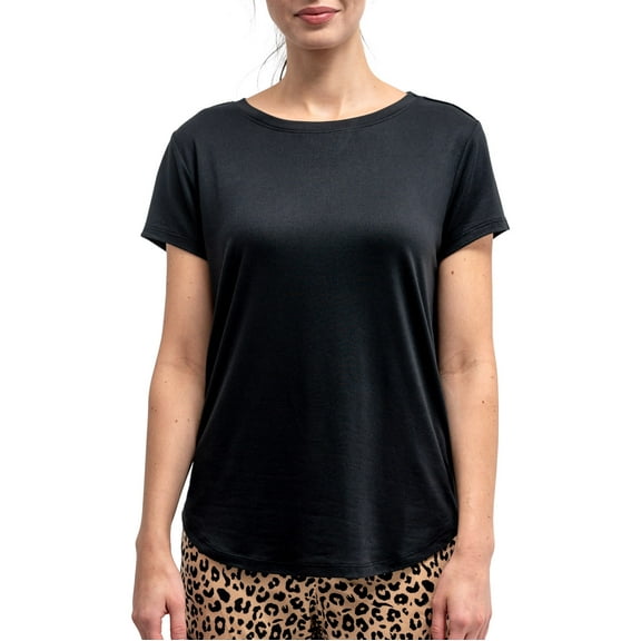 Hello Mello Women's Short Sleeve Dream Tee Shirt Black, Medium