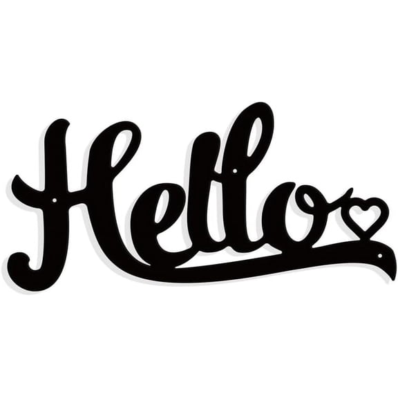Hello Metal Wall Art Decor Matte Black Wall Hanging Decor Silhouette Wall Art for Home Garden Hotel Office Wall Christmas Festival Decoration Gift 5.7911.8 inch for diy