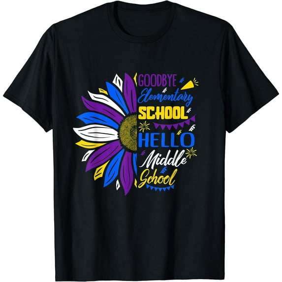Hello Middle School Goodbye Elementary School Graduation Kid T-Shirt Black 2X-Large