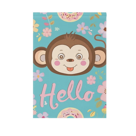 Hello Monkey Face Garden Flag 12X18 Double Sided Yard Flags for Outside Outdoor All Seasonal Decoration